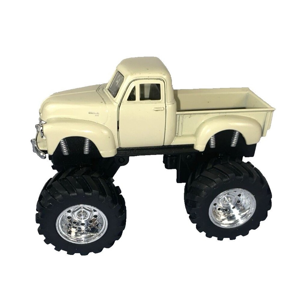 Toysmith  Chevrolet Stepside Pickup Diecast Toy Pull & Go Off Road Cream 5"